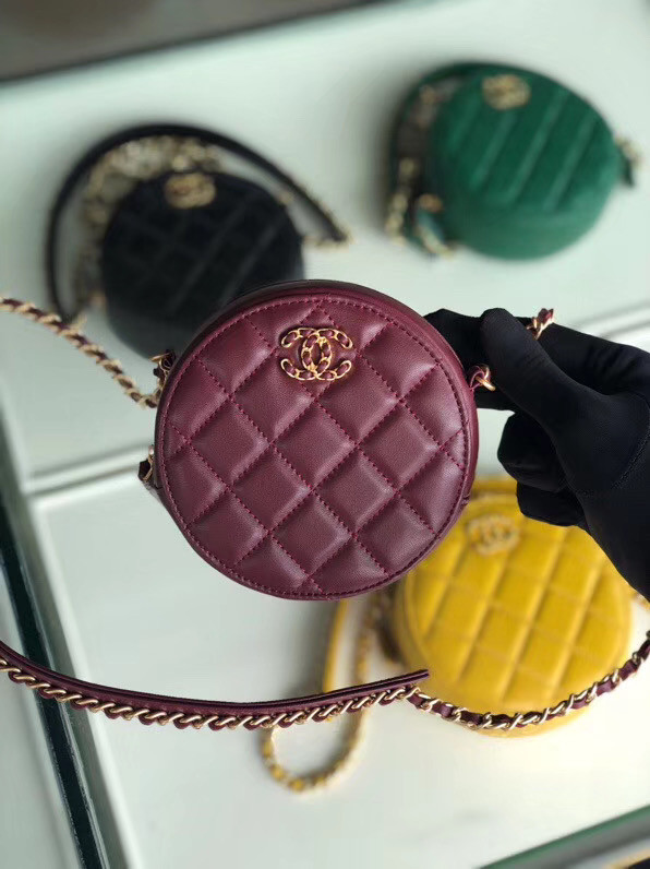 CHANEL Sheepskin Chain packet A0725 Burgundy