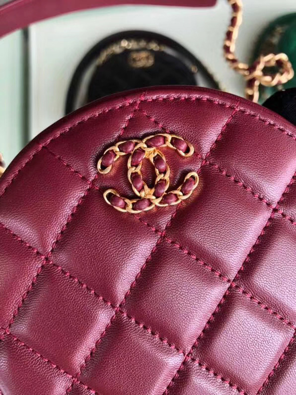 CHANEL Sheepskin Chain packet A0725 Burgundy
