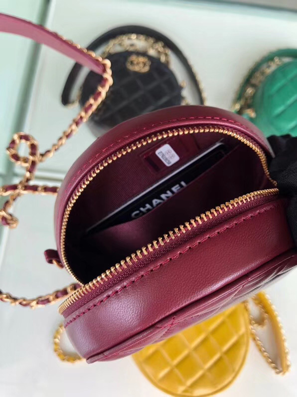 CHANEL Sheepskin Chain packet A0725 Burgundy