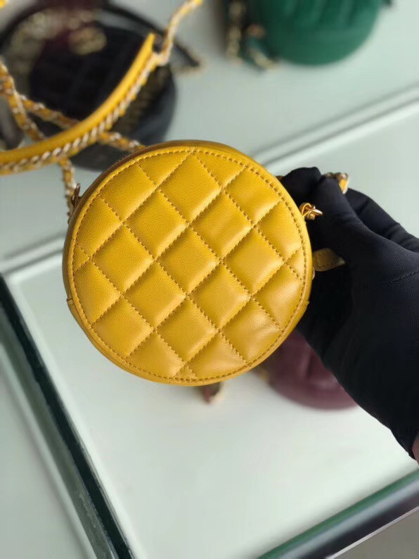 CHANEL Sheepskin Chain packet A0725 yellow