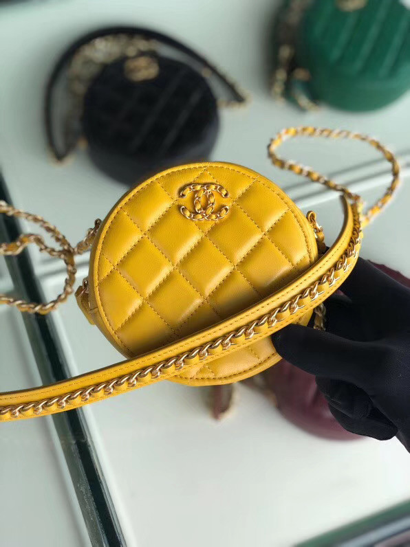 CHANEL Sheepskin Chain packet A0725 yellow