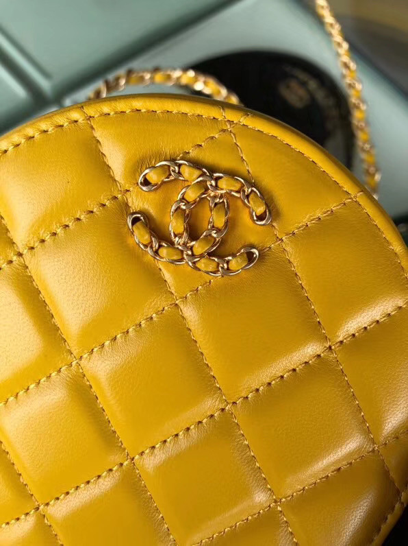 CHANEL Sheepskin Chain packet A0725 yellow