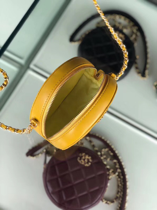 CHANEL Sheepskin Chain packet A0725 yellow