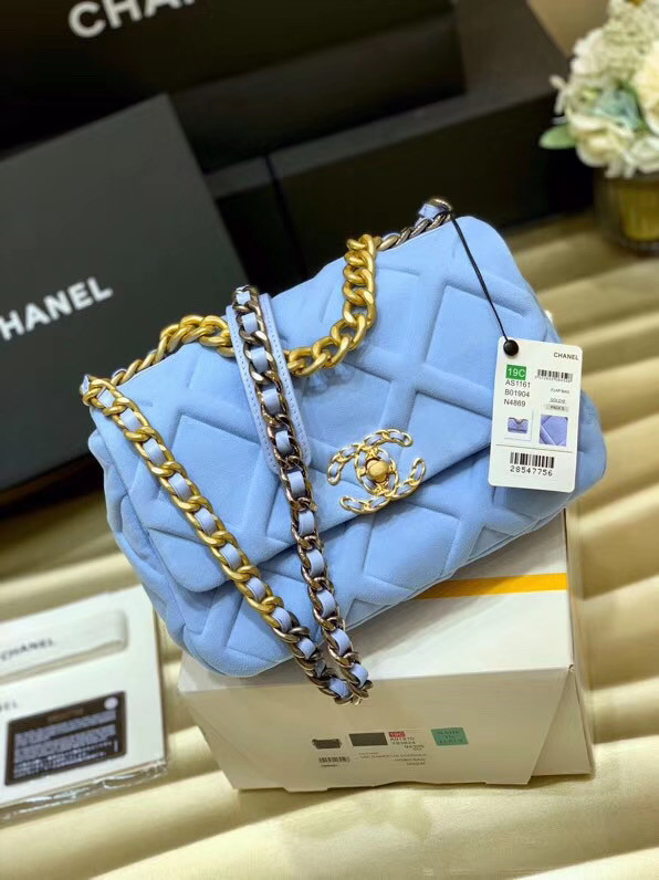 CHANEL 19 Flap Bag AS1160 light blue