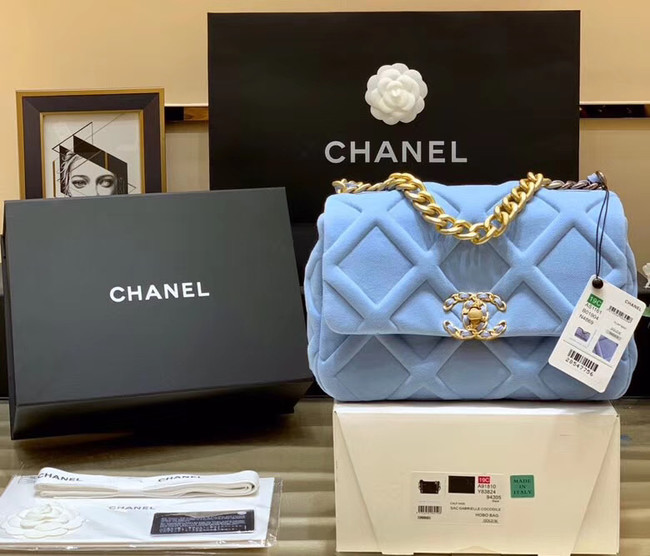 CHANEL 19 Flap Bag AS1160 AS1161 AS1162 light blue