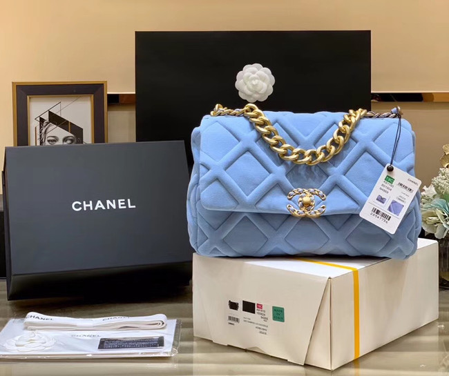 CHANEL 19 Flap Bag AS1161 light blue