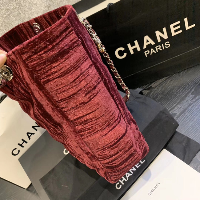 Chanel velvet Shoulder Bag AS1516 Burgundy