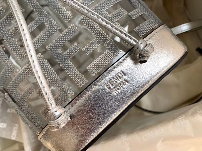 Fendi MON TRESOR PU Mini Original Leather Bag 8BS010 Silver
