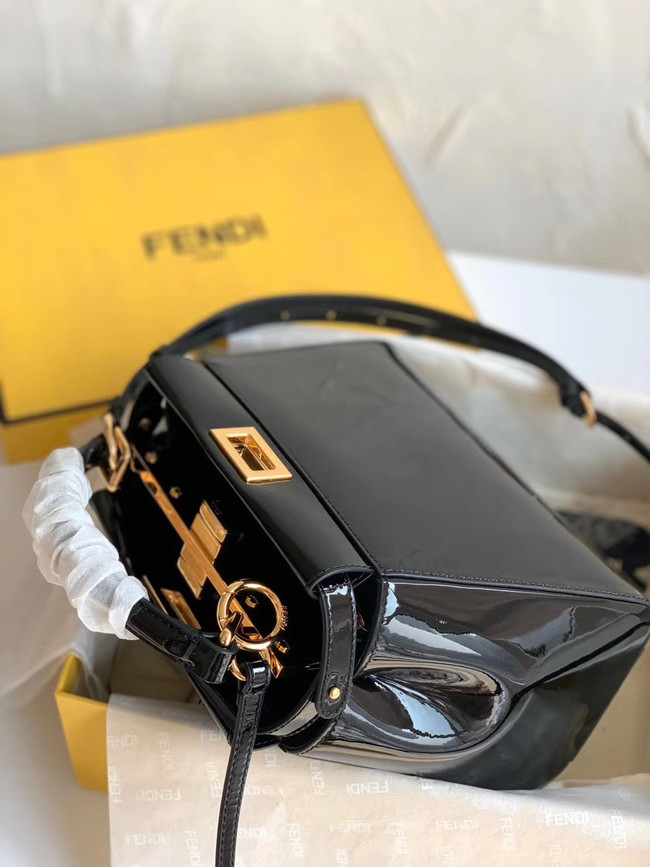 Fendi PEEKABOO ICONIC MINI Black patent leather bag 8BN244