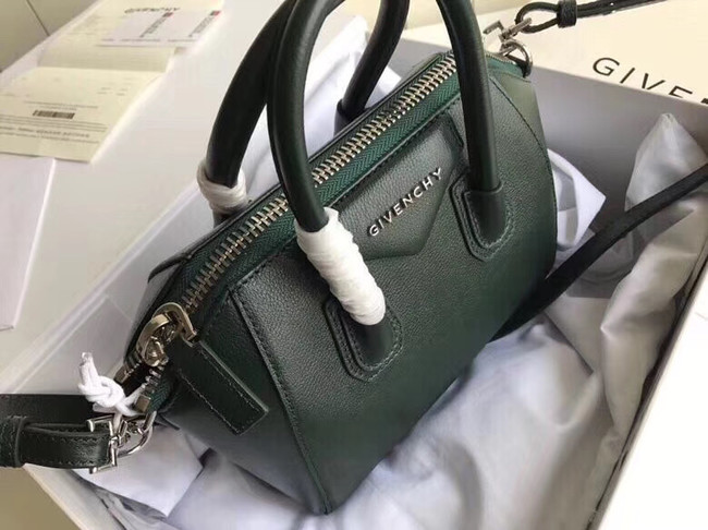 Givenchy Grained Calfskin Small Antigona Bag BB0511 Blackish green