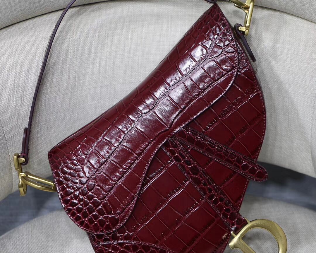 Dior SADDLE SOFT CALFSKIN BAG C9045 Burgundy