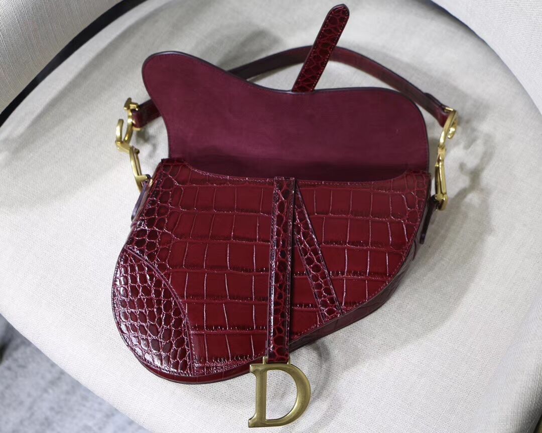 Dior SADDLE SOFT CALFSKIN BAG C9045 Burgundy