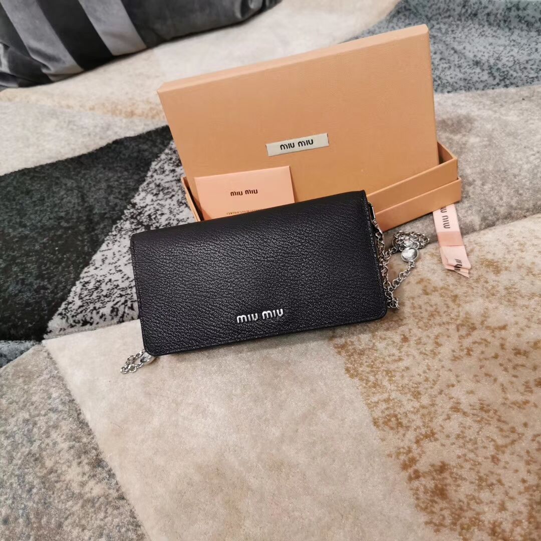 miu miu Matelasse Nappa Leather Clutch 5DH044 black