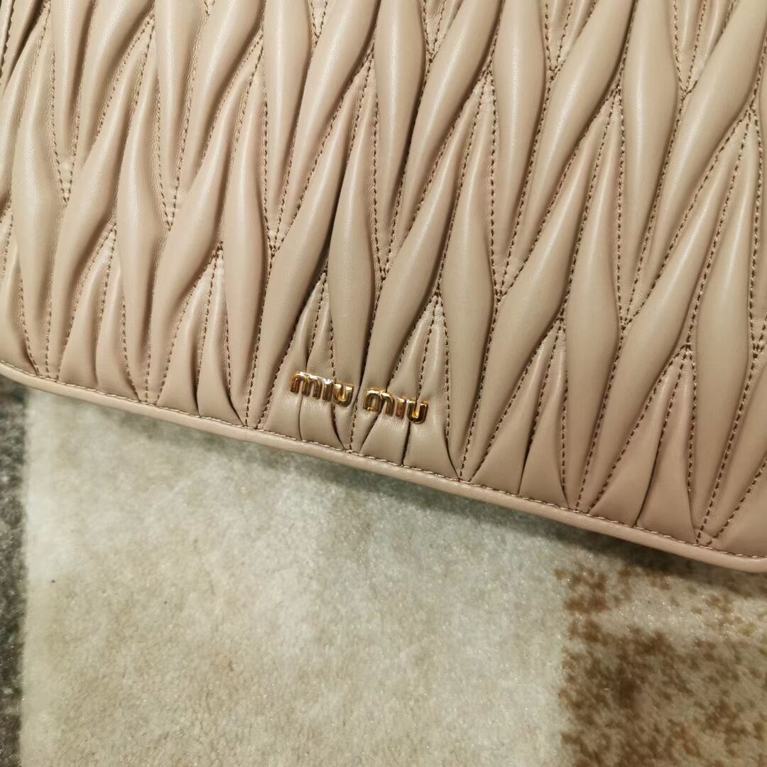 miu miu Matelasse Nappa Leather shoulder bag 5BG163 Apricot