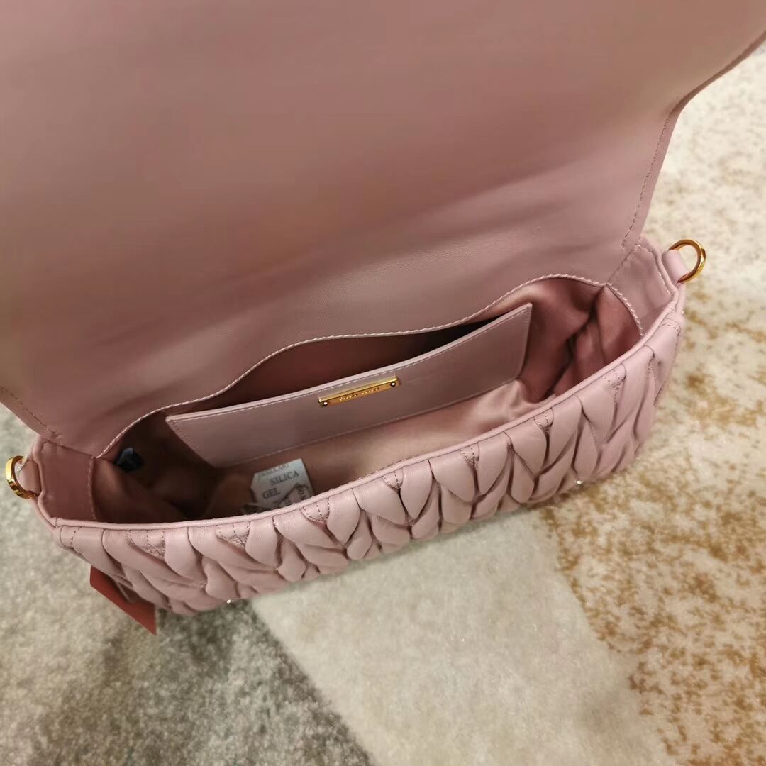 miu miu Matelasse Nappa Leather shoulder bag 5BG163 pink