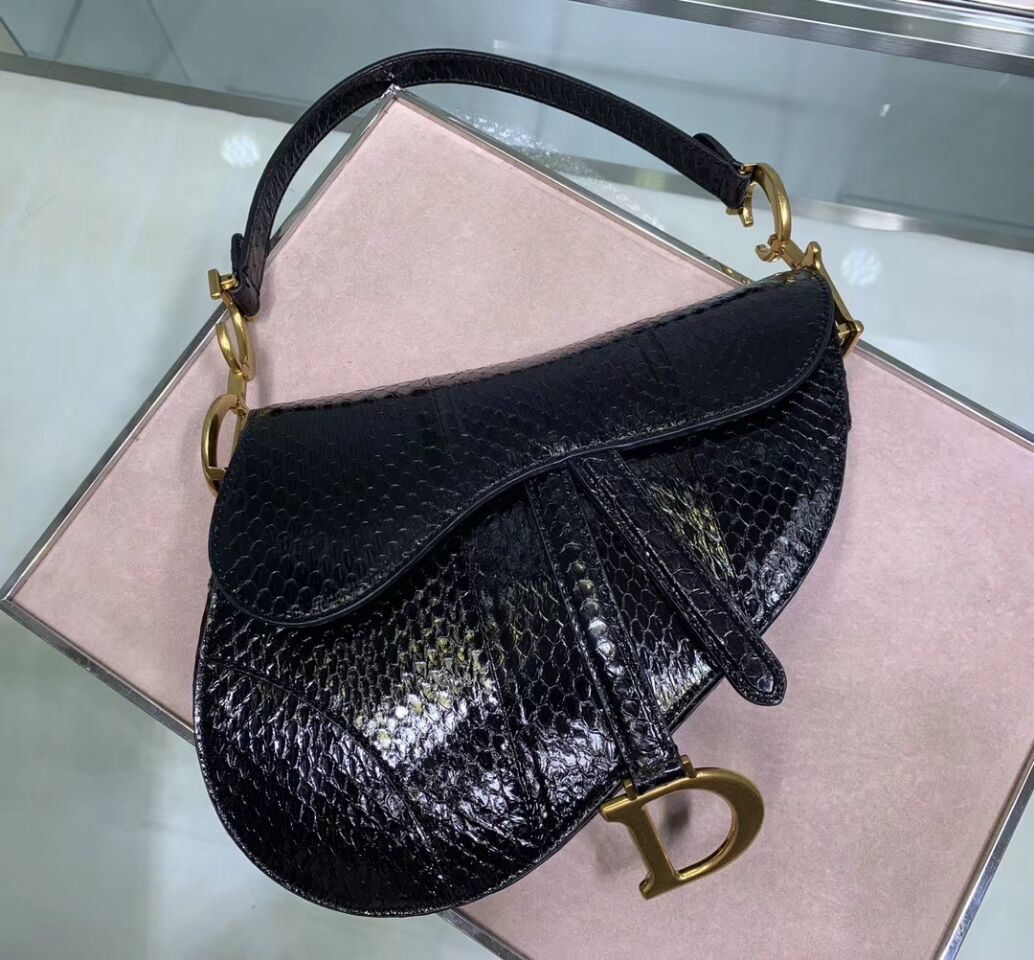 Dior SADDLE Snake skin tote C9046 black