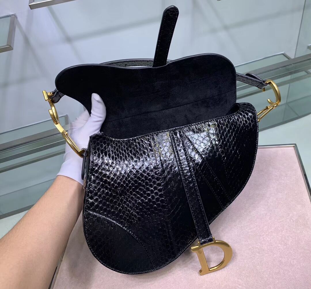 Dior SADDLE Snake skin tote C9046 black