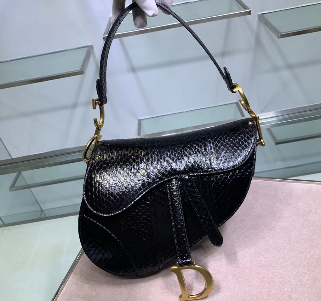 Dior SADDLE Snake skin tote C9046 black