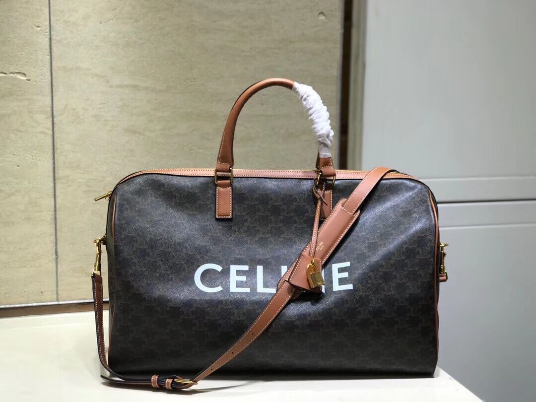 Celine LARGE VOYAGE BAG IN TRIOMPHE CANVAS 191472 tan