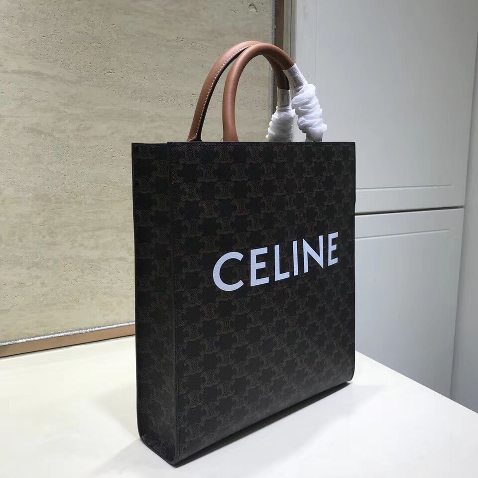 Celine SMALL CABAS VERTICAL IN TRIOMPHE CANVAS CL01542 tan