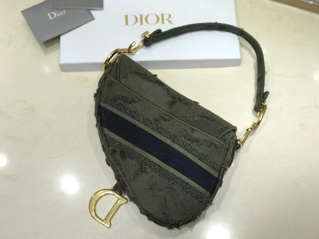 DIOR GREEN SADDLE CAMOUFLAGE POUCH M0446C