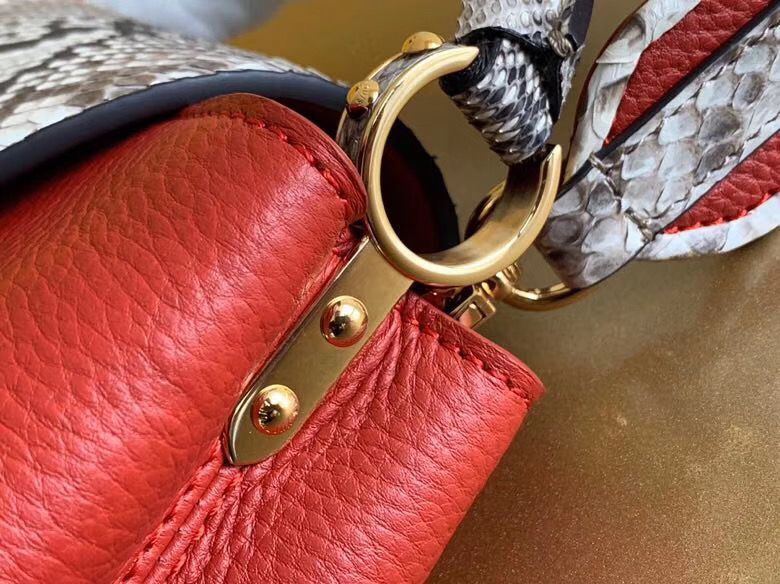 Louis Vuitton CAPUCINES PM Original Python Leather N96467 Red