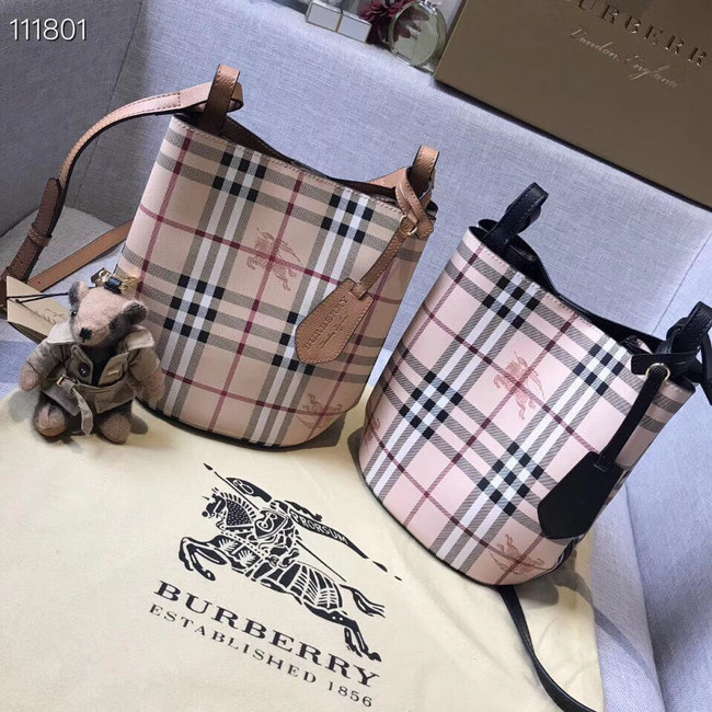 BURBERRY Banner small vintage check and leather tote Bag 1581 black