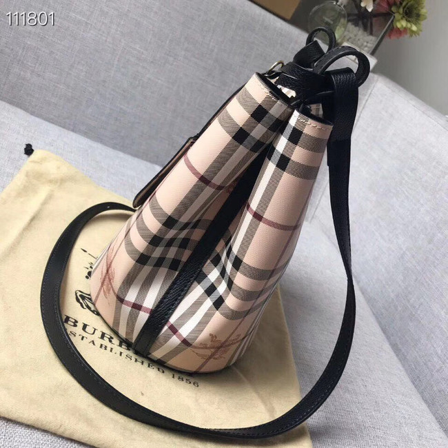 BURBERRY Banner small vintage check and leather tote Bag 1581 black