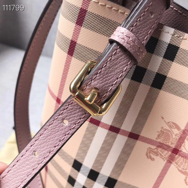 BURBERRY Banner small vintage check and leather tote Bag 1581 pink