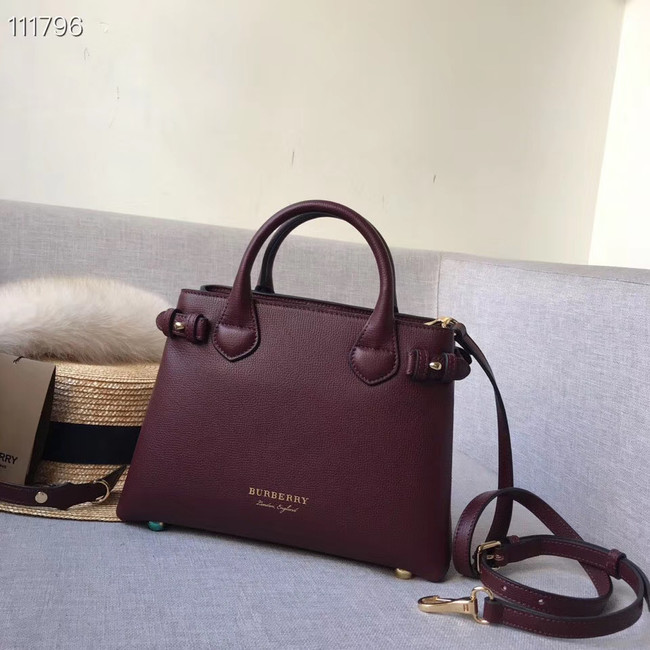 BurBerry Leather Tote Bag 7461 Burgendy