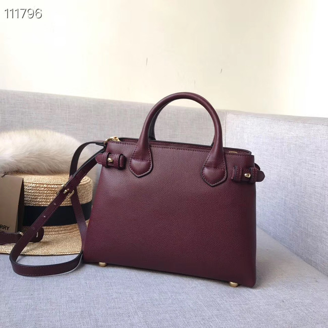 BurBerry Leather Tote Bag 7461 Burgendy