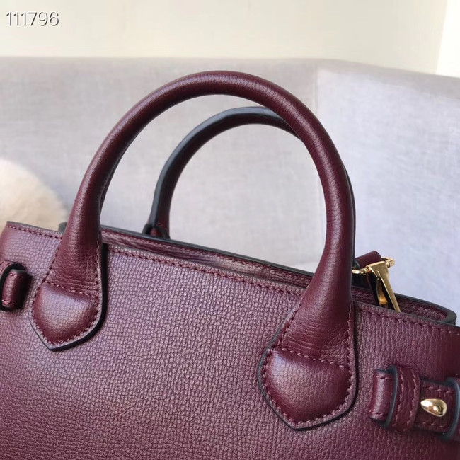 BurBerry Leather Tote Bag 7461 Burgendy