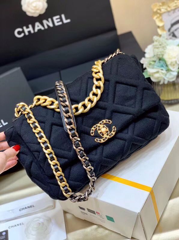 CHANEL 19 Flap Bag AS1160 AS1161 AS1162 Black