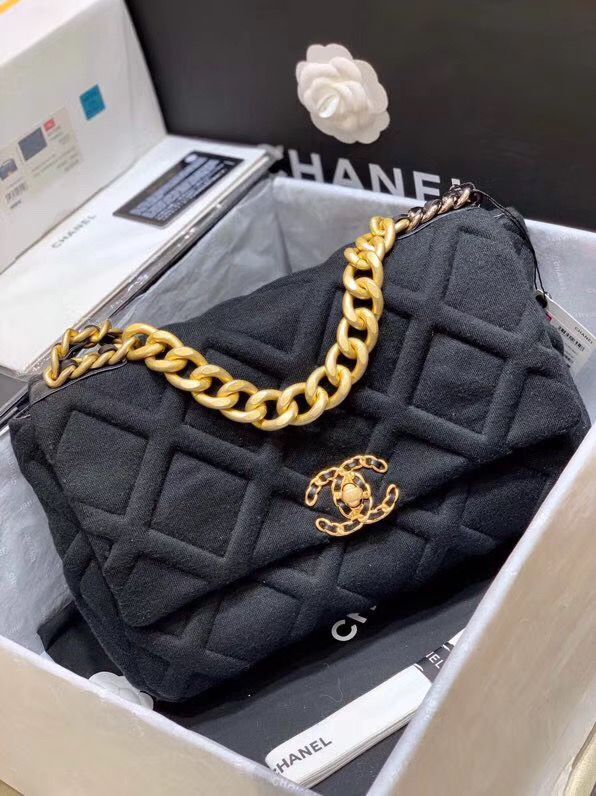 CHANEL 19 Flap Bag AS1160 AS1161 AS1162 Black