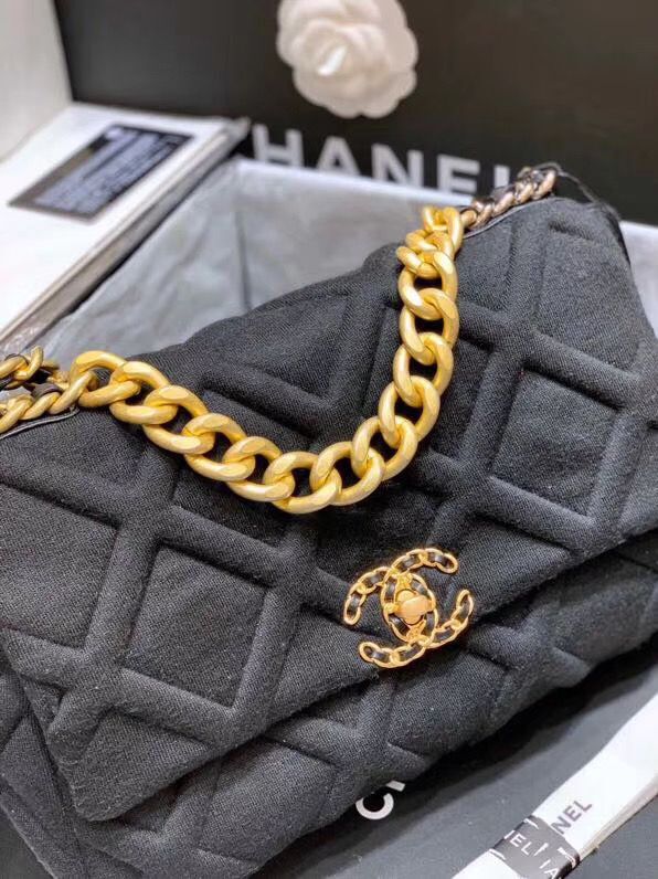 CHANEL 19 Flap Bag AS1160 AS1161 AS1162 Black