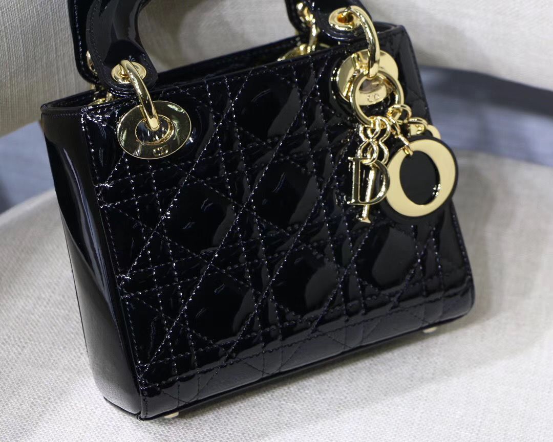 Dior MINI LADY DIOR CALFSKIN Black BAG M0505O-2 Gold