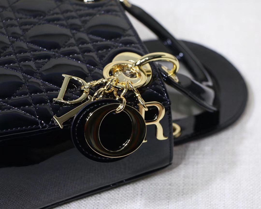 Dior MINI LADY DIOR CALFSKIN Black BAG M0505O-2 Gold