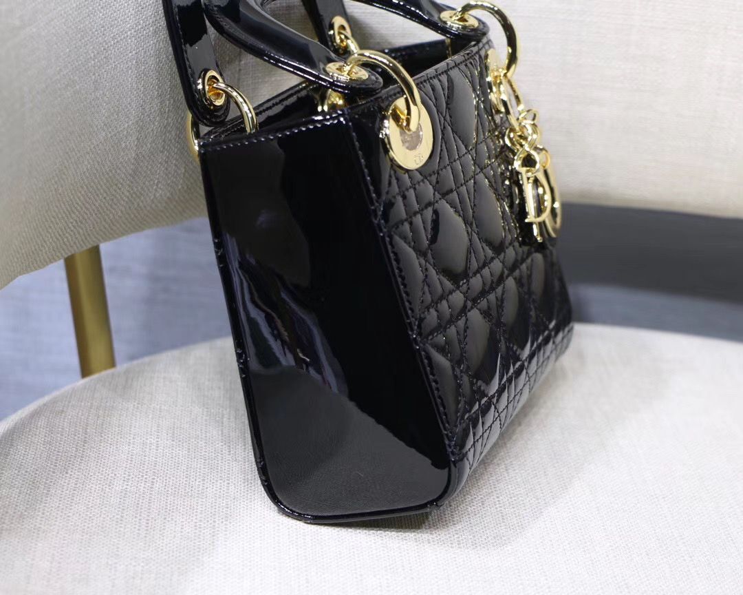 Dior MINI LADY DIOR CALFSKIN Black BAG M0505O-2 Gold