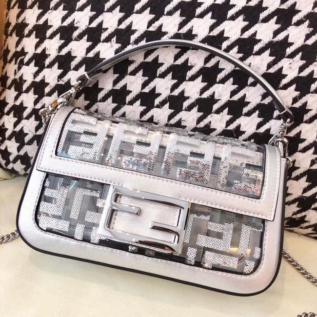 FENDI BAGUETTE MON TRESOR PU Mini Shoulder Bag 8BR771A white