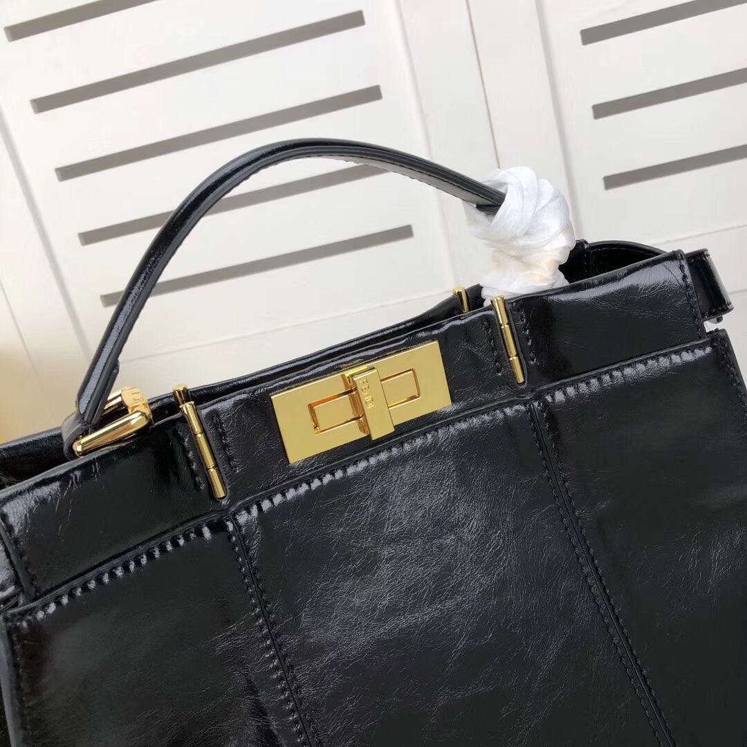 FENDI PEEKABOO ICONIC Black leather bag F0837