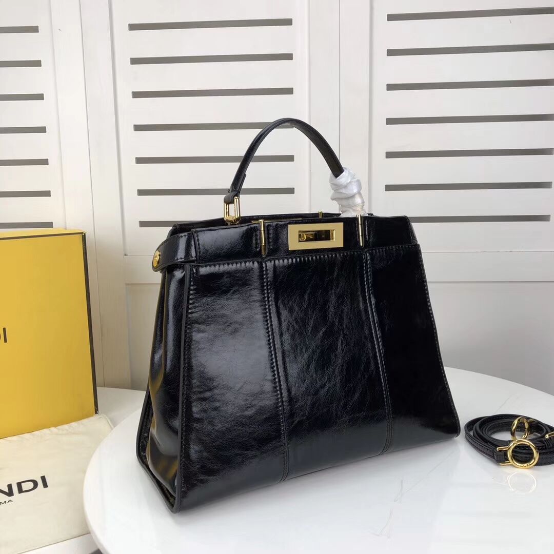 FENDI PEEKABOO ICONIC Black leather bag F0837