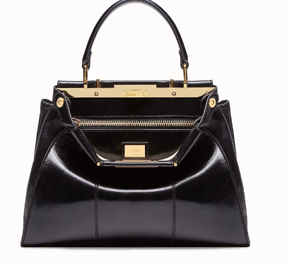 FENDI PEEKABOO ICONIC Black leather bag F0837