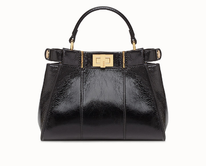 FENDI PEEKABOO ICONIC MINI Black leather bag 8BN244