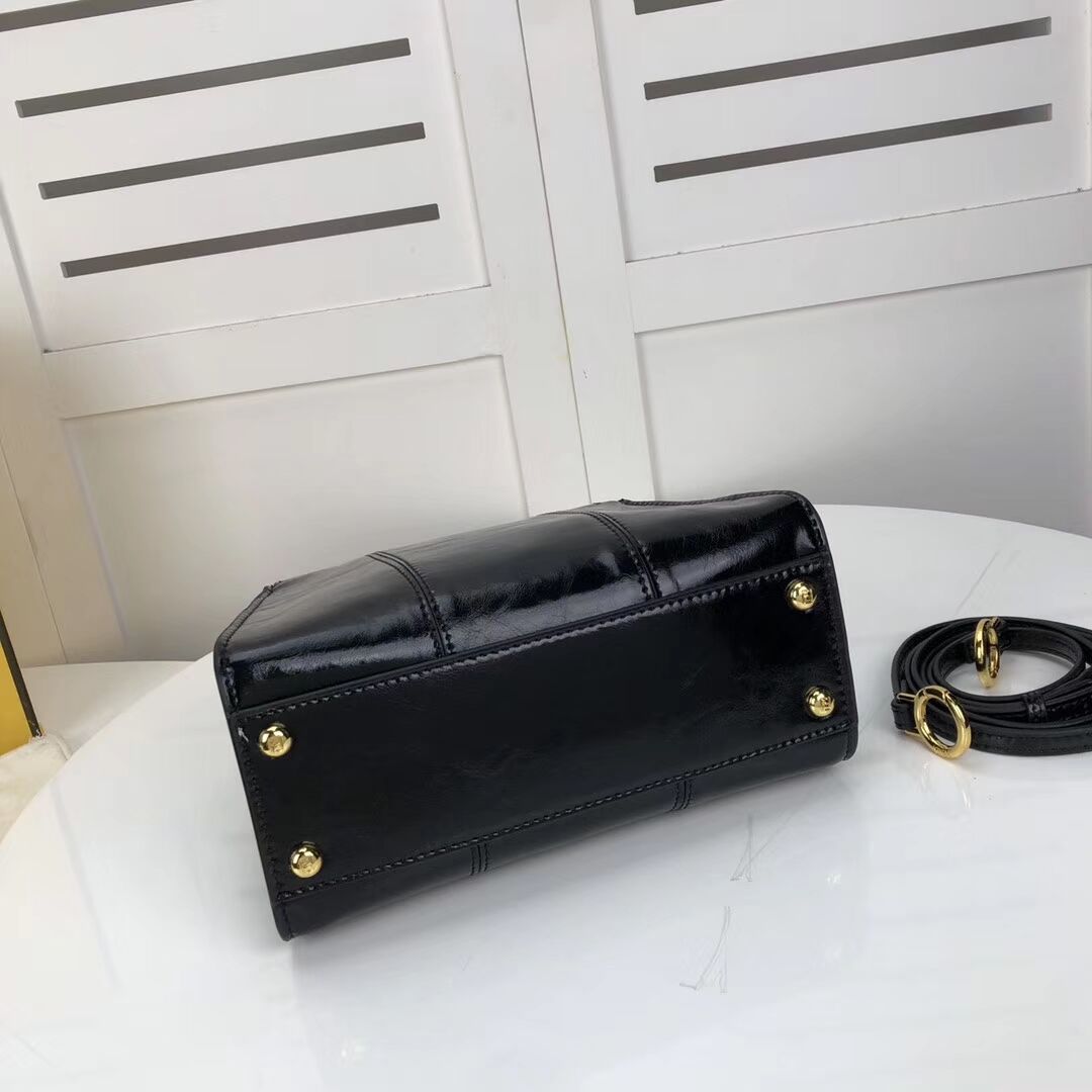 FENDI PEEKABOO ICONIC MINI Black leather bag 8BN244