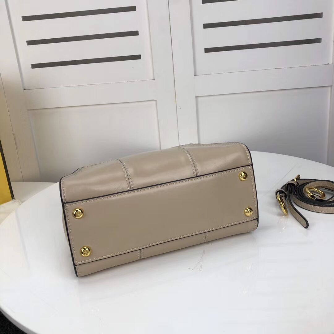 FENDI PEEKABOO ICONIC MINI cream leather bag 8BN244