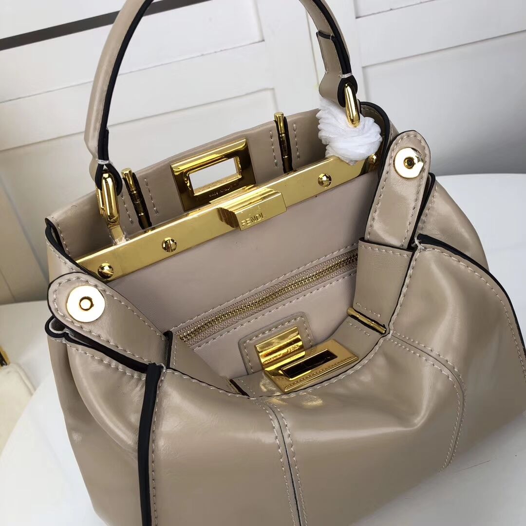 FENDI PEEKABOO ICONIC MINI cream leather bag 8BN244