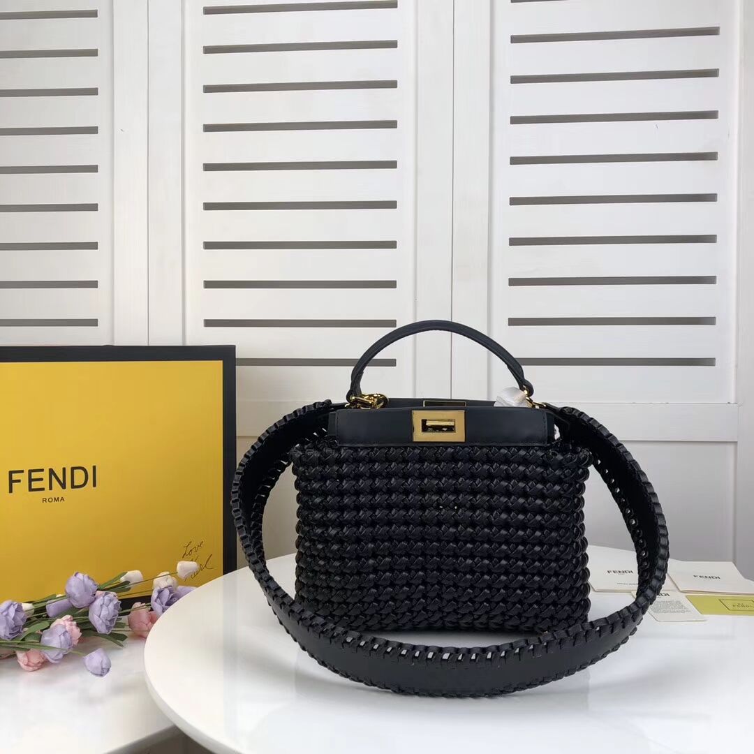 FENDI PEEKABOO ICONIC MINI leather bag 8BN244 black