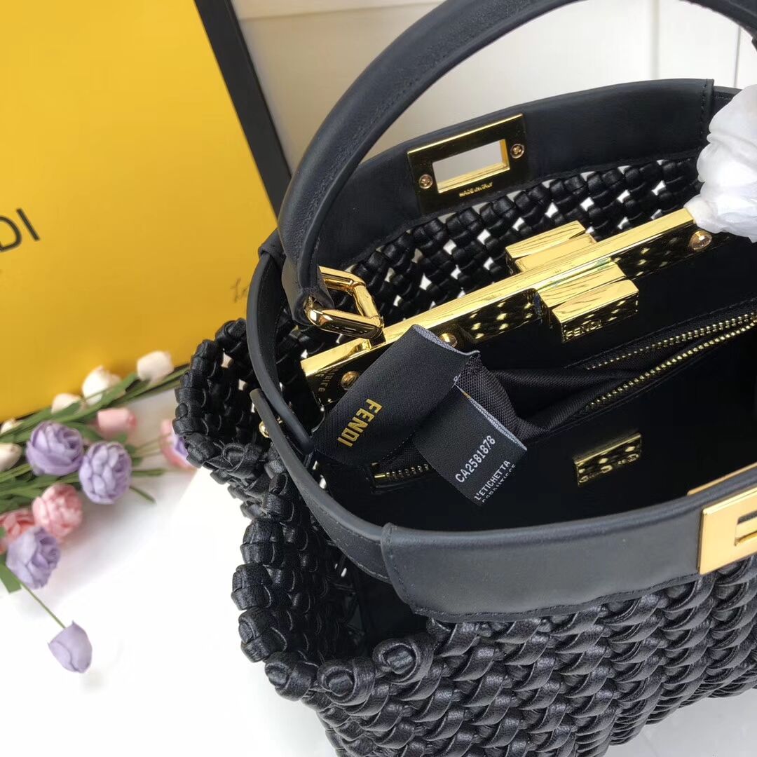 FENDI PEEKABOO ICONIC MINI leather bag 8BN244 black