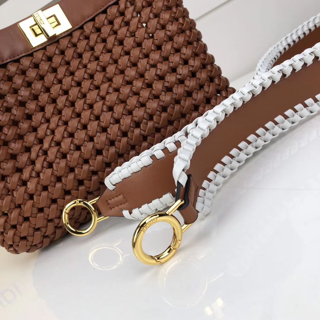 FENDI PEEKABOO ICONIC MINI leather bag 8BN244 brown