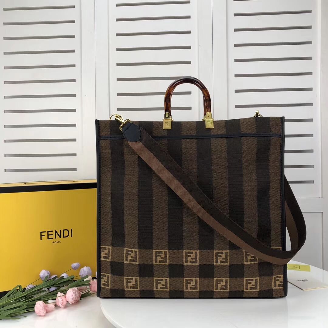 FENDI Shopper in brown fabric 8BH372 brown